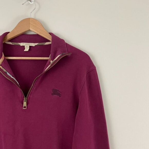 Burberry Brit Maroon Red Cotton 1/4 Zip Pullover Sweater Men's Size Small - Picture 6 of 6